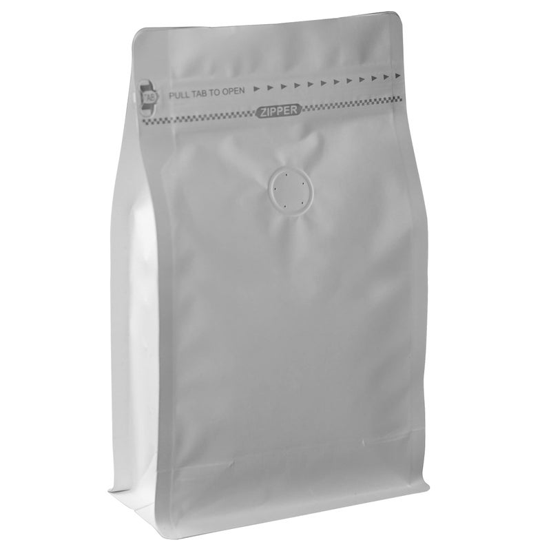 100 Count 32 Ounces 1 KG White Kraft Paper Coffee Bags High Barrier Aluminium Foil Liner Flat Bottom Coffee Pouches with Degassing Valve Food Storage Bags with Rsealable Zipper Easy Open Tape 100pcs 32oz1kg